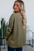 Color Block Waffle Textured Tunic Henley Top with Slits